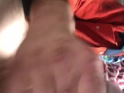 Mustached Grungy step bro cums hard on living room table