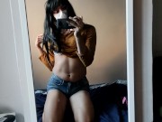 Cute horny teen showing dick, touching and cumming in herself