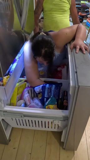 asian stepsister stuck in freezer gets pounded hard from behind   Clip 2