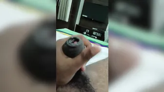 Hairy Tamil guy strokes his thick uncut cock solo