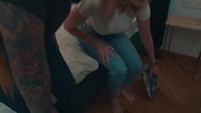 Oops. My Stepsister's Boyfriend Accidentally Cums Inside Me After We Fucked in a Shared Bed at Night in a Hotel