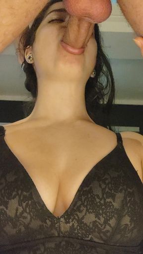 Intense POV: Debora Mendes does oral + inverted riding in black panties with cumshot outside at the motel