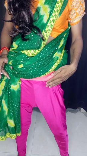 Must-see moment from &quot;Gorgeous indian sissy wearing sexy saree and satin petticoat with bra panty&quot;