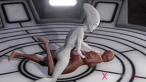 Shemale Alien Tempts Black Goddess in Hot Zero-G Tryst