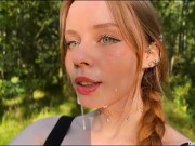 BEST blowjob in the FOREST from a Blonde with Green eyes