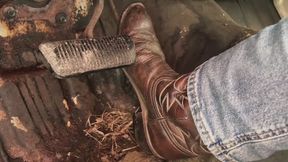 Cowboy boots pump the gas then pump my dick
