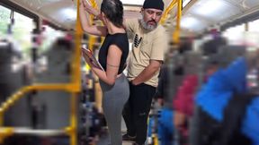 Slutty Student Gets Cumshot in Public on the Bus