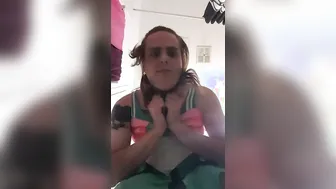 Crossdresser Twink Masturbates in the Shower and Cums