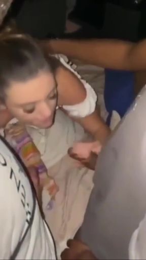 Busty amateur slut takes BBC in a homemade blowbang scene