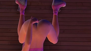 Cute chick is playing with her ass