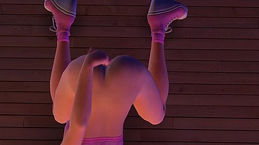 Cute chick is playing with her ass