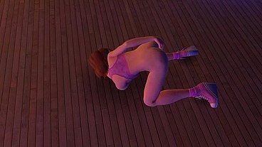 Cute chick is playing with her ass