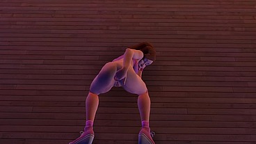 Cute chick is playing with her ass