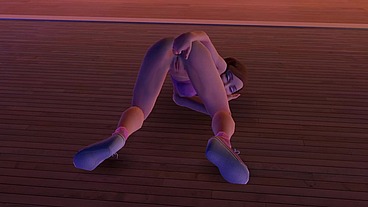 Cute chick is playing with her ass