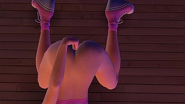 Cute chick is playing with her ass