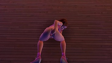 Cute chick is playing with her ass