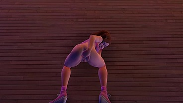 Cute chick is playing with her ass