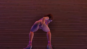 Cute chick is playing with her ass