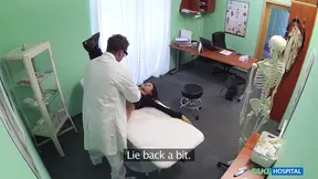 scened doctor diagnoses pretty brunette's heartburn with a hard pussy