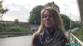 Blonde babe gets picked up at the public park by a Czech Public Agent.
