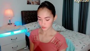 Petite Teen Asian Shemale Cutie Strokes Her Cock On Webcam