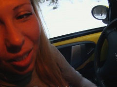 This blonde babe loves the snow and playing with big hard schlongs