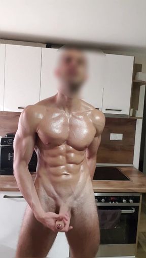 6'7" muscular jock shows off and jerks off BWC