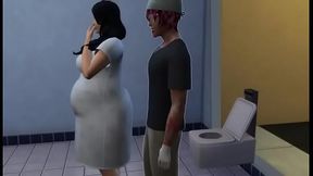 Kara Dominates in Hospital Bathroom – Black BBW Anal Sex Anime Scene