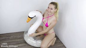 Pussy grinding orgasm on swan float