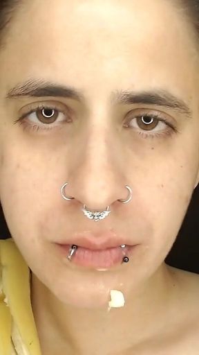 Naughty Eating Fetish Banana Piercings Big Lips