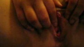 Buddy's plump teeny girlfriend deeply finger fucks her shaved pussy