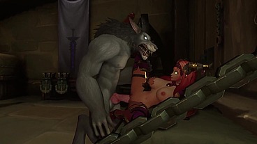 An Elf redhead in a Werewolf's cell - Warcraft Hentai Parody