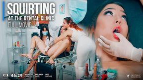 SQUIRTING AT THE DENTAL CLINIC - two nurses dildo fucking a cute innocent girl tied to a medical chair until she squirts