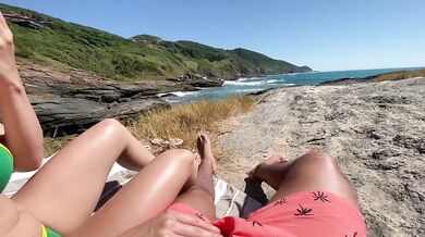 18YO Latina Sucks Cock Fucks Nudist Beach Gushing