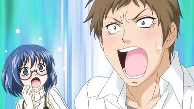 Nerdy girl polishes hard cock and takes it deep in the balls in Hentai sub