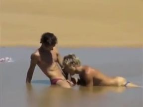 Boyfriends enjoy sex on the beach