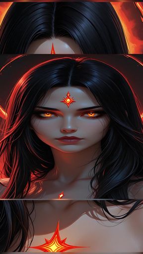 Shadow Assassin Warrior Woman with Jet Black Hair and Amber Eyes Dark Fantasy Portrait Ai Art Slideshow