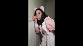 trans maid kitty girl enjoys her toy