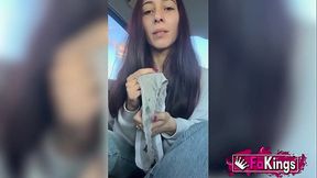 Even on the way to her shoot, Sofia Sweet Secrett can'_t help but eating COCKS in public!