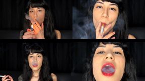 Smoking red Marlboro in hot close-ups