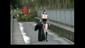 Goth Babe in Furry Coat Pisses Outdoors 2