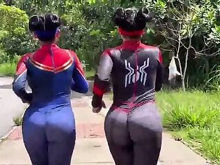 Captain Marvel and Spider-Woman Cosplay