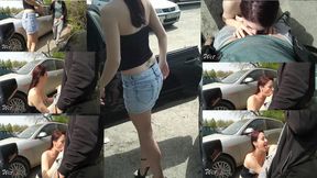 Sucking a guy's cock in the parking lot 😉