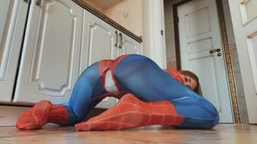 Spiderman cosplay and hole in it