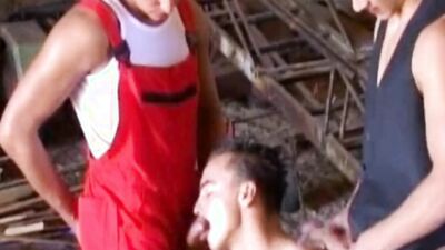 Handsome gay farmers dick sucking outdoors and fucking in an orgy