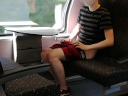 Stripping and jerking off in the train (almost caught by people waiting at the station)