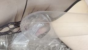 Watch a man creampie a clear transparent doll - Missionary - close up slow motion