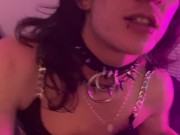 Goth Fem FTM Deepthroat Practice Jelly Cock Amateur Camming