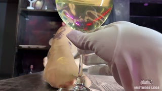 Mistress peeing through pantyhose right into the slave mug POV