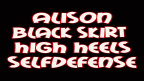 Alison black skirt selfdefense